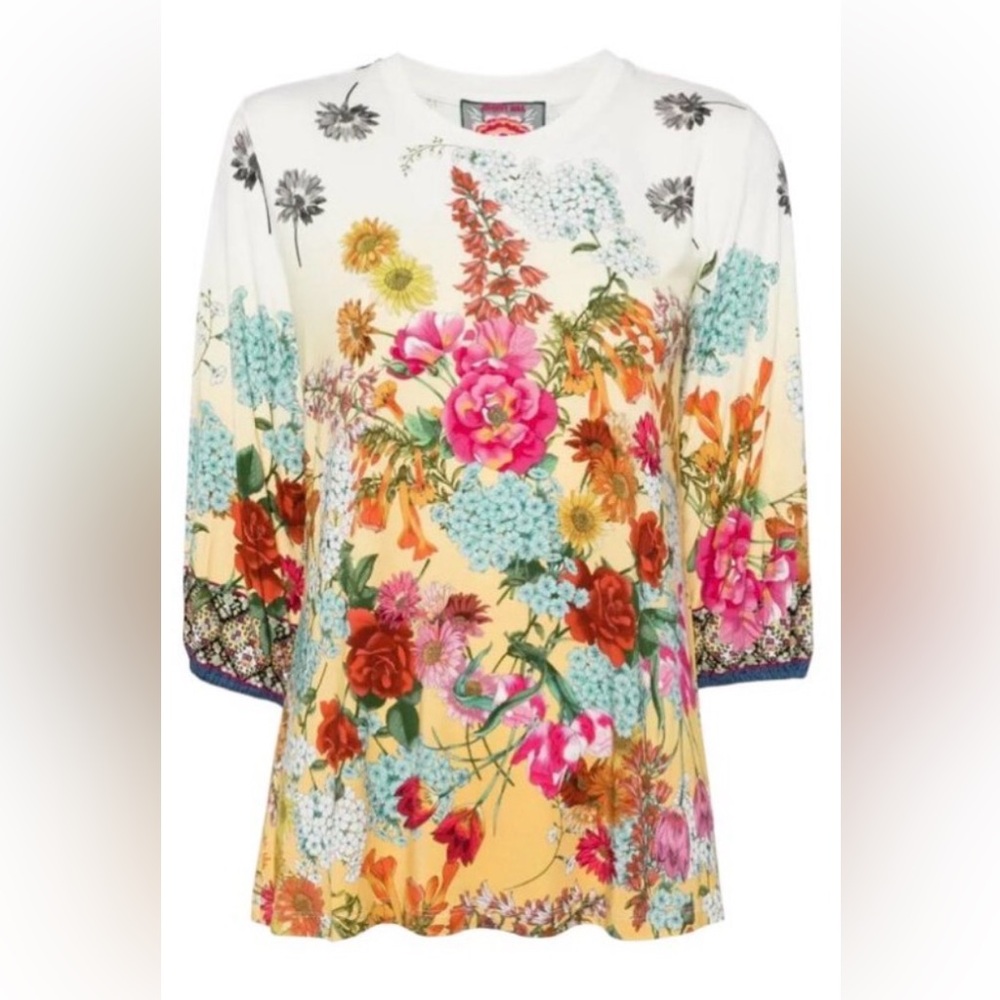 NWT Johnny Was Women's Delite Puff Sleeve Top Multicolor